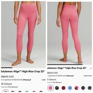 Lululemon Align Crop Pink size 8